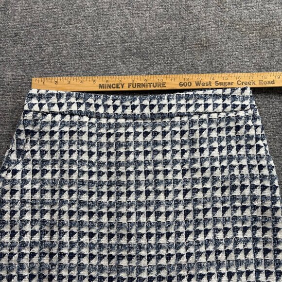 Loft Skirt Womens 12 Houndstooth Mini Blue White Pockets‎ Tweed Preppy Career - Picture 11 of 13